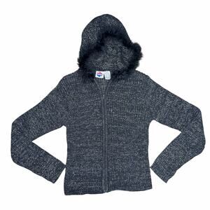New Legends Sparkle Feather Hood Zip Up Sweater Juniors Size XL